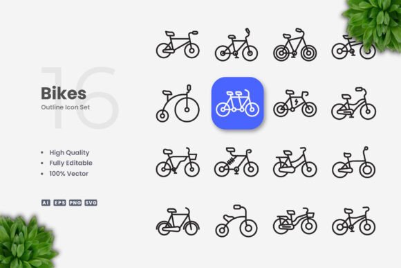 Bikes Icons: A Versatile Design Resource for Creators and Businesses