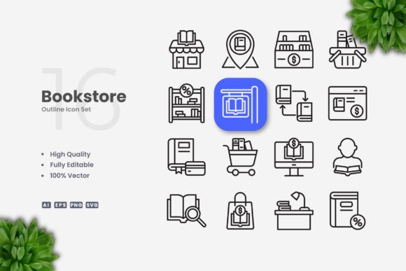 Bookstore Icons: Simple, Clean, and Versatile