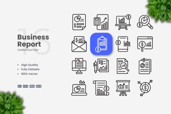 Business Report Icons: Clean, Versatile, and Professional