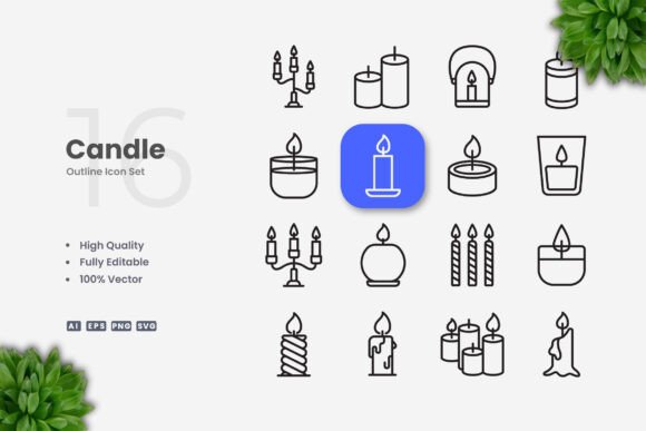 Candle Icons for Clean Design