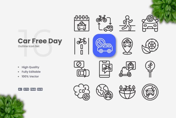 Car Free Day Icons: A Modern Solution for Clean and Versatile Design