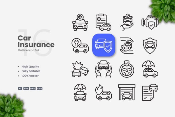 Car Insurance Icons for Clear Communication