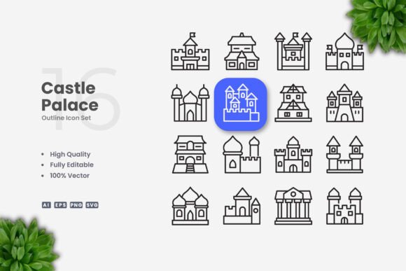 Castle Palace Icons: Simple and Clean Design for Every Project
