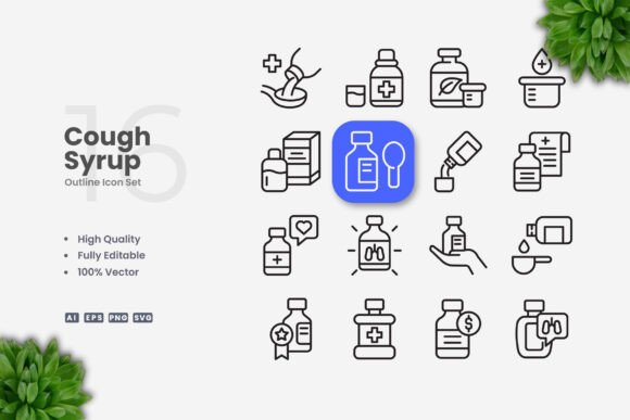 Cough Syrup Icons: A Simple and Clean Design for Every Project