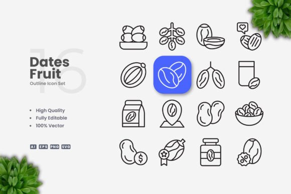 Dates Fruit Icons: Simple, Clean, and Versatile