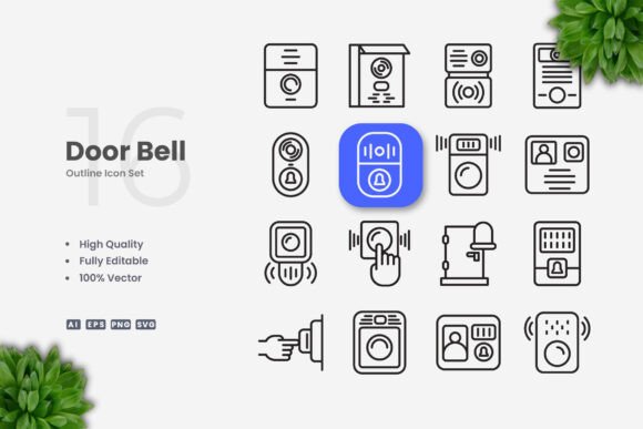 Door Bell Icons for Modern Design