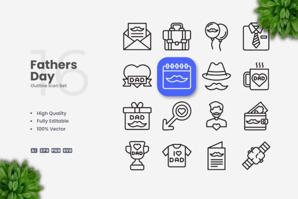 Fathers Day Icons: Simple and Clean Design for Every Need