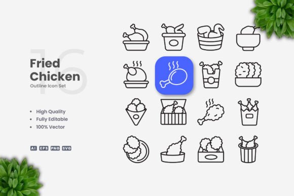 Fried Chicken Icons for Creative Projects