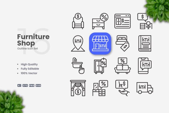 Furniture Shop Icons: A Versatile Resource for Modern Designers