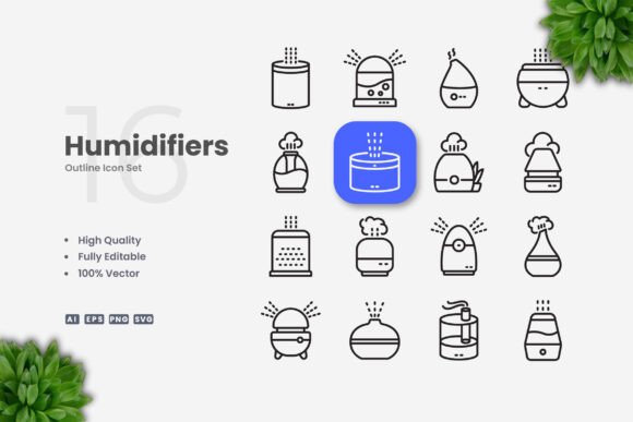 Humidifiers Icons for Modern Design Needs