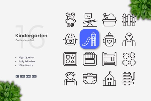 Kindergarten Icons: Simple & Clean Design
