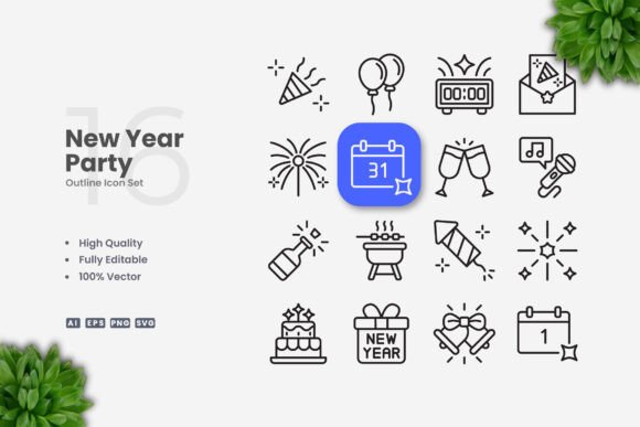 New Year Party Icons
