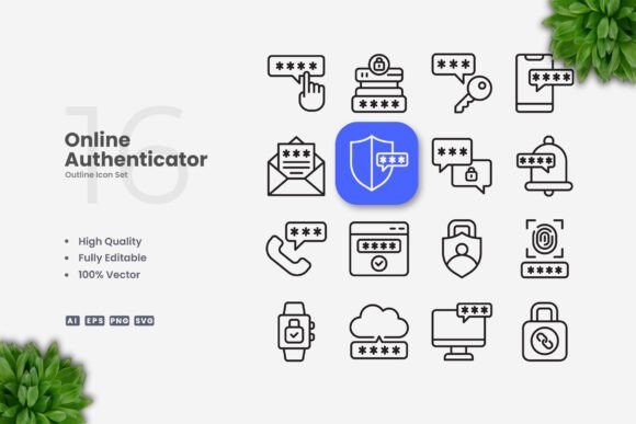 Online Authenticator Icons: Enhance Your Digital Presence with Simple and Clean Design