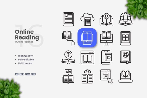 Online Reading Icons for Modern Design Workflows