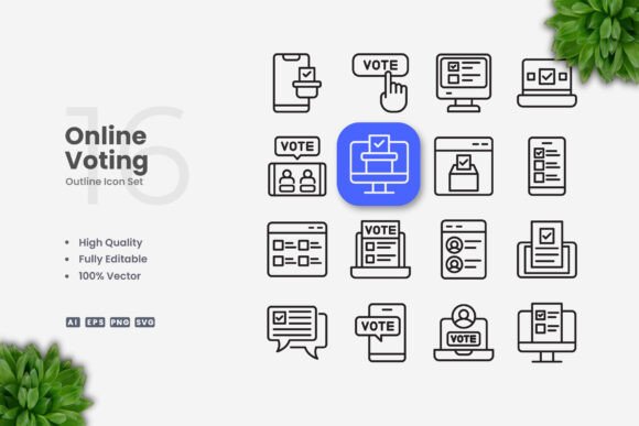 Online Voting Icons for Modern Design